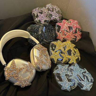 1 Pair Cute Glitter Star Protective Cover Earcups For AirPods Max Headphones