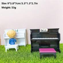 2pcs Mini Piano, Dollhouse Mini Piano, Musical Instrument Simulation Model, Living Room Furniture Decor, Home Decoration Toy, Desktop Ornament, Christmas Gift, Christmas Miniature Scene Decor - Multicolor - View 9