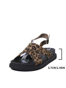 Women's Shoes, Fashionable And Comfortable Thick Soled Cross Strap Sandals For Women. Original Color Design Is Very Popular In The Fashion Industry, And Leopard Print Patterns Not Only Have Unique Visual Effects. - Rust Brown - View 10
