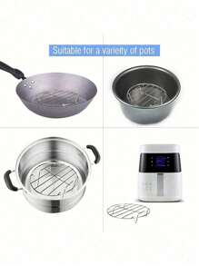 1pc Cooking Rack Round Stainless Steel, Steamer Rack. KitchenTools, High Foot Steaming Rack, Four-Cornered CookingSteamer, Steaming Rack,Kitchen Tools,KitchenSupplies,Food,Kitchen,Travel,Kitchen Ltems,Kitchen Tools,Kitchen Things