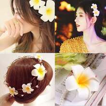 10/20/50 Chiếc Hoa Sứ Nhân Tạo Hawaii Xốp Trắng Cánh Hoa Sứ Mũ Tóc Vòng Hoa Thủ Công DIY Cho Trang Trí Tiệc Cưới Bãi Biển Tại Nhà - Xem 4