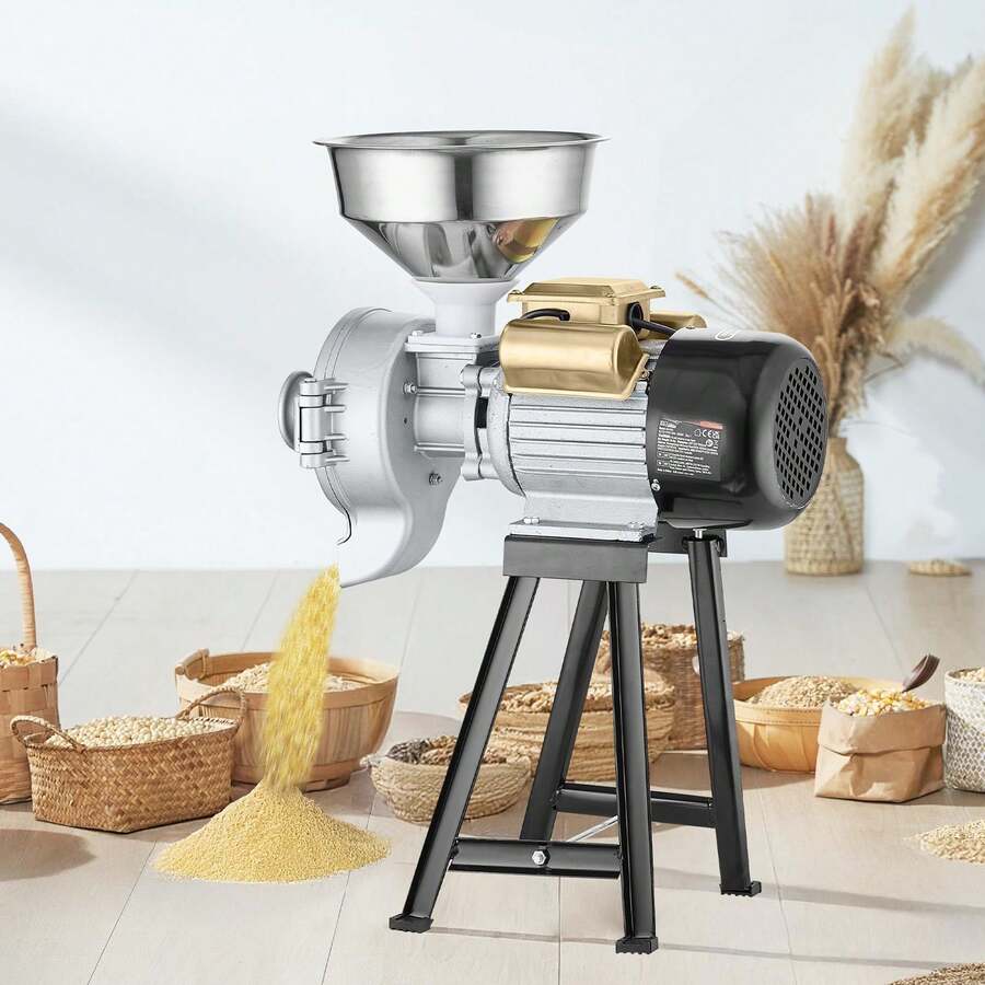 Electric Grain Mill Grinder, 3000W Spice Grinders, Commercial Corn Mill With Funnel, Thickness Adjustable Powder Machine, Heavy Duty Feed Flour Cereal Mill Wheat Grinders, Dry & Wet Grinder - aluminum Dry & Wet Grinder - 查看 1