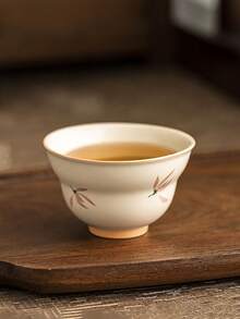 1pc/2pcs/4pcs 米色釉兰花与繁荣杯 陶瓷小茶杯 家用茶杯 单个陶瓷功夫茶具大师茶杯 下午茶冲泡杯 节日礼品杯 送给家人和朋友