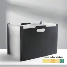 1 pieza Organizador de archivo de documentos vertical grande de 13 ranuras, bolso organizador de escritorio de oficina de gran capacidad para tamaño A4, portátil y multicapa, para almacenamiento de libros de estudiante, vuelta al colegio, útiles escolares - Versión horizontal - Ver 16