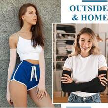 1 Pair Cooling Arm Sleeves, Breathable Elastic Quick-Dry Arm Sleeves For Sports And Daily Use, Made Of Ice Fiber, Elastic Fit, Summer Activities Cycling Sun Protection Accessory, Solid Color Casual Polyester - Multicolor - View 2