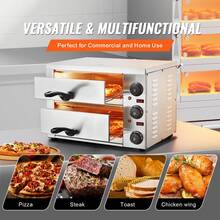 Electric Pizza Oven For Countertops, 12-Inch, 1700W, With Temp Control & 0-120 Min Timer, Even Baking Technology & Easy Clean Crumb Tray, Ideal For Both Commercial & Home Kitchens - Double Layer Triple Knob - View 6