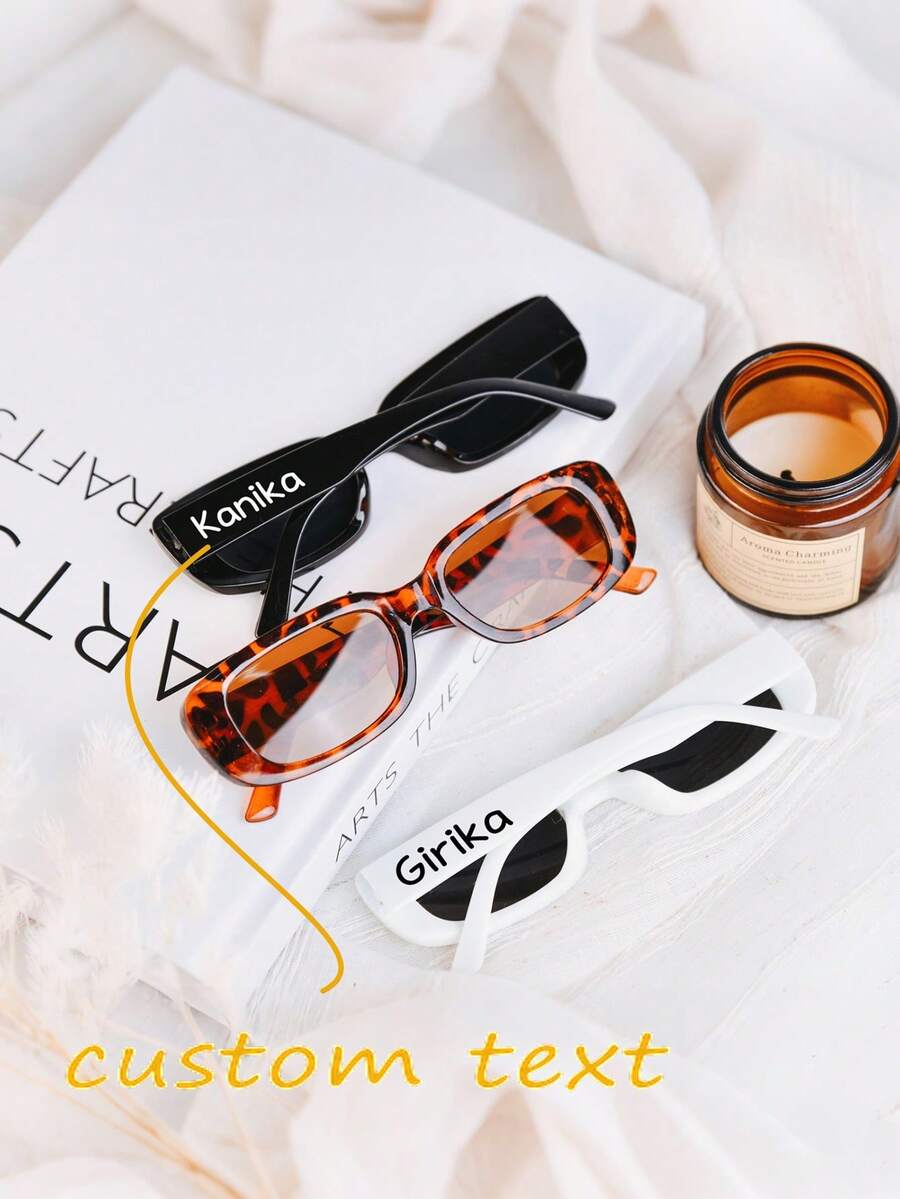 5 件/3 件/1 件个性化字母/数字字母印花时尚眼镜，豹纹户外防紫外线眼镜，适合单身派对、婚礼、海滩度假、休闲购物、女孩、妈妈、女友礼物 - 彩色 - 查看 1