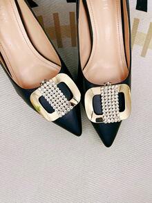 2 件可拆卸水钻鞋夹，DIY 鞋配件适用于工作、婚礼、派对、各种鞋子、包包、帽子、服装装饰、女士鞋配件