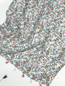 Elegant & Simple Scarf, Fashion Floral Print Lightweight Shawl, Chiffon Feel, Large Size, Suitable For Women In Spring/Summer, Bohemian Style For Beach/Sunscreen - Multicolor - View 7