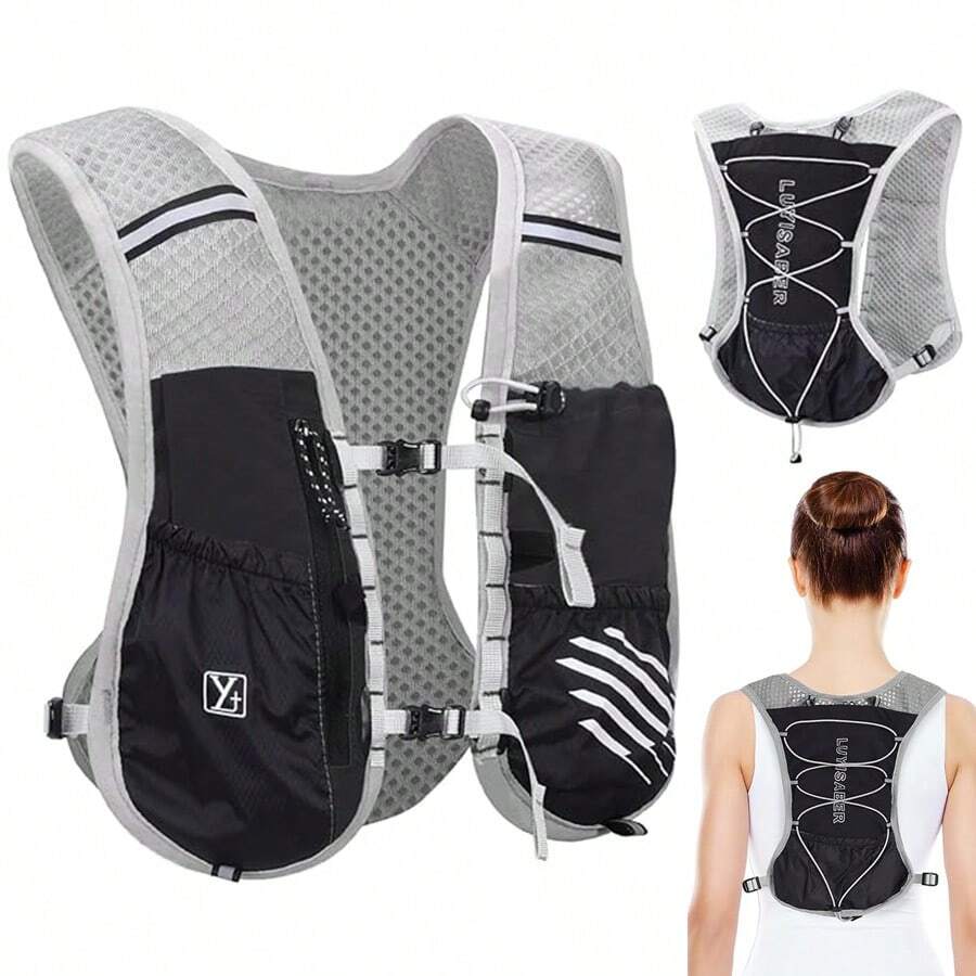 Hydration Running Vest Backpack(Only Backpack Without Bladder),Lightweight 5L Running Backpack,Camel Hydration Backpack Water Backpack,Breathable, Adjustable, Reflective Running Hydration Vest, For Cycling, Race, Hiking - Black Upgrade - View 1