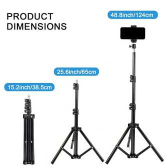 43.3 英寸高自拍三脚架，适合自拍、直播和集体照，兼容 、Android 手机，生日礼物，家人、朋友手机支架，手机支架，手机配件