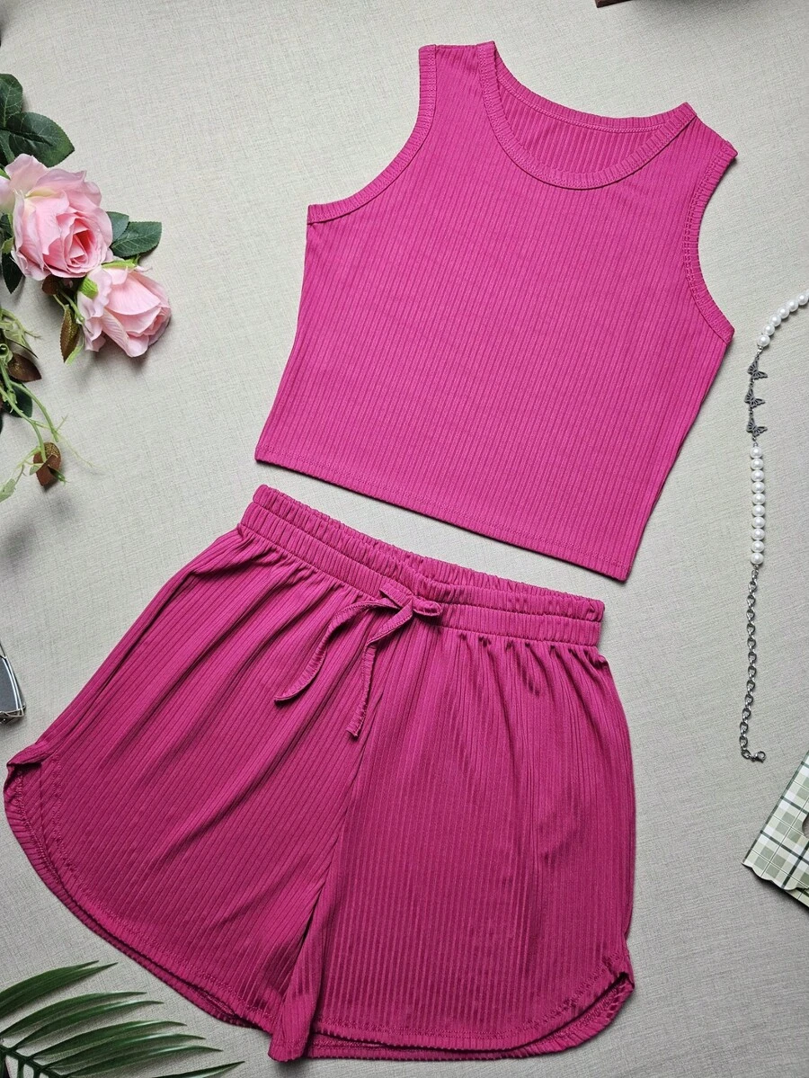 Women Two-piece Outfits - Màu Hồng Tươi - Xem 1