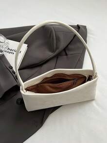 女士时尚简约百搭腋下包，时尚办公室通勤小方形单肩斜挎包 - 白色 - 查看 9