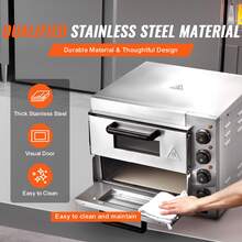 Commercial Pizza Oven Countertop, 14" Double Deck Layer, Stainless Steel Electric Pizza Oven With Stone And Handle, Multipurpose Indoor Pizza Maker For Restaurant Home Pretzels Baked - 14inch Double Layer - View 5