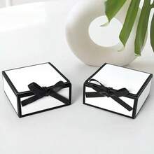 5/10/15/20 Pieces Flap Black Bow Folding Gift Box,Wedding Guest Gift Wrap,Party Gift Wrap,Wedding Gift Boxes,Mother's Day Gift Boxes,Small Business Supplies Mother's Day Gifts ,Teacher Gifts Packaging - Gift Box - View 5