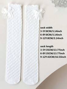 1 双蝴蝶结装饰透气过膝袜，适合女孩，适合休闲、学校和派对 - 彩色 - 查看 11