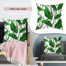 Throw Pillow Covers Summer Green Leaf Pillows For Couch Throw Pillows For Couch Square Throw Pillow Cover For Sofa Bedroom Car Home Decor,18x18Inch - A - View 2