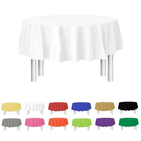 1 Pack Black Round Tablecloth 84 Inch Round Plastic Table Cloth Waterproof Disposable Round Table Cover For Party Birthday Camping Picnic Baby Shower Summer Gifts Wedding Beach Back To School School Supplies Room Decor