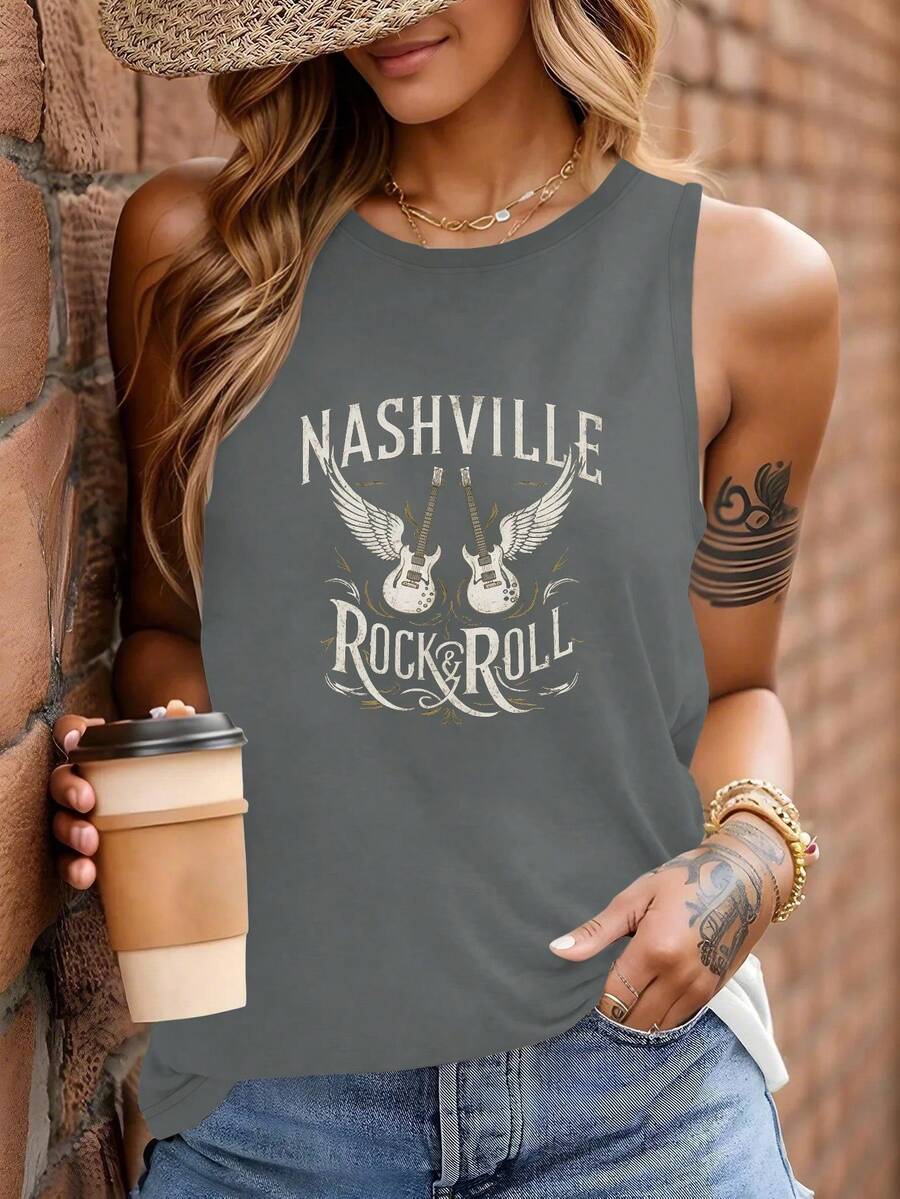 Chaleco de mujer de GUITARRAS NASHVILLE Rock Roll - Gris - Ver 1