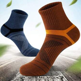 Cotton Mid-Calf Sports Socks For Men, Outdoor Professional Running Basketball Badminton Socks