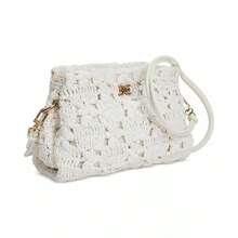 Layla Floral Raffia Shoulder Bag |  | Women Shoulder Bags - Eggshell - View 1