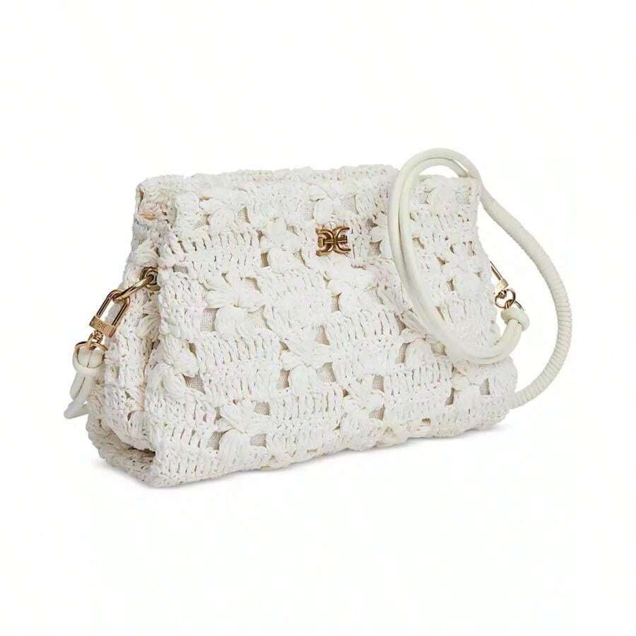 Layla Floral Raffia Shoulder Bag |  | Women Shoulder Bags - Eggshell - View 1
