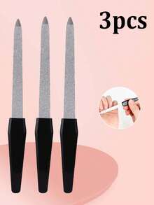 3Pcs/Set Sanding Nail File Double Sided Washable Manicure Pedicure Thick Toenail Fingernails Buffer Metal Nail Files Emery Board For Home And Professional Use - Multicolor - View 8