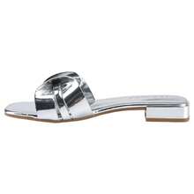 BELOVELY[Square-15]Womens Flat Sandals With Bow Fashion Open Toe Woven Slip On Slides Beach Sandals Slippers For Summer - Bạc - Xem 3