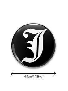 1pc 26 Letters Initial Alphabet Pattern Badge Brooch, Women Lapel Pin, Bag Charm, Clothing Accessory, Funny Gift For Friends, Family, Teachers, Classmates - Black and White - View 13