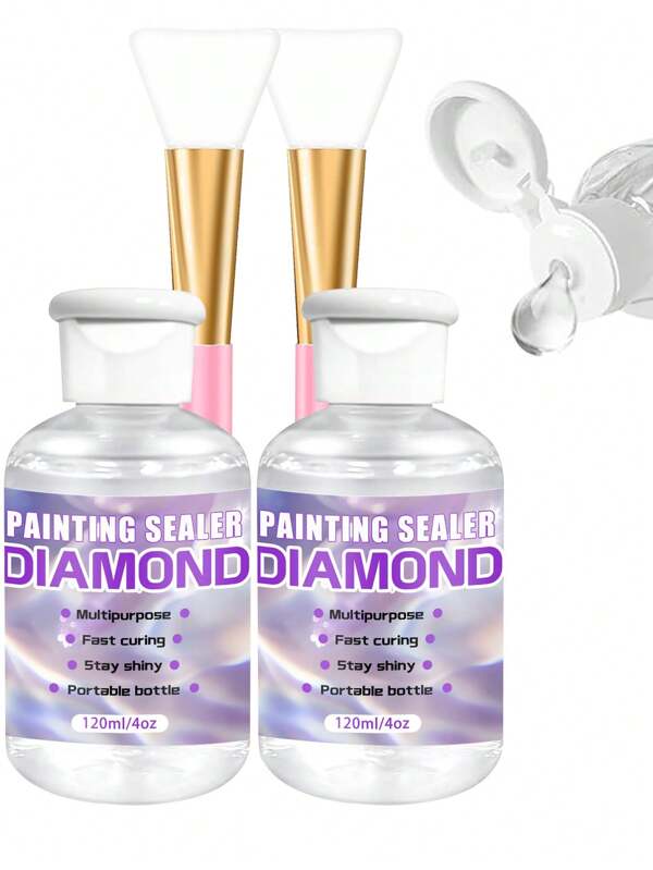 120ml/240ml Diamond Painting Accessory Kit - Diamond Painting Glue, Diamond Art Glue For Protecting Diamond Painting, Permanent Sparkling Diamond Art Sealant Set