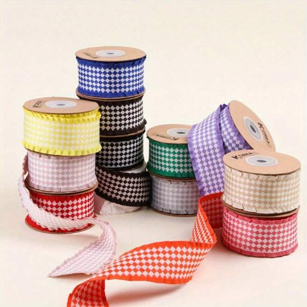 Rhombus Plaid Ribbon, DIY Handmade Bowknot Floral Accessories Gift, Clothing Decor, Hat Materials