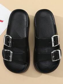 Women's Thick Sole Beach Thong Sandals, Outdoor Simple Fashion Non-Slip Durable Casual Slippers, Summer - Black - View 6