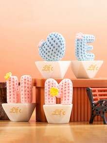 4 件创意字母树脂迷你雕像，复古动漫主题装饰小雕像适合家庭、办公室、卧室、厨房、客厅、浴室，无需电力，非常适合节日 DIY 装饰