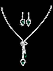 Women's Rhinestone Evening Clutch, Set Of 4 Rhinestone Ear Clips Bridal Wedding Choker Bracelet Pendant, Sparkling Purse, Perfect For Party, Wedding, Prom, Dinner/Banquet, Wedding Dress, Formal Wear, Prom Dress, Birthday Dress - Dark Green - View 6