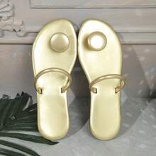 女士休闲纯色系带派对百搭人字拖