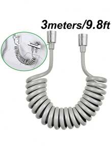 超长弹簧软管 3米/9.8英尺 柔性淋浴管 防扭曲可拉伸 适用于水管、马桶、坐浴盆喷头、浴室 浴室配件 浴室工具