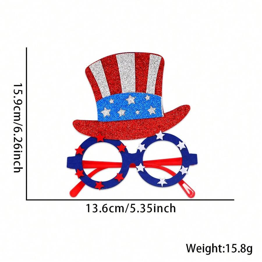 新款派对眼镜、爱国眼镜、摄影道具、红蓝白主题派对、周年纪念装饰万圣节 - 多色 - 查看 1
