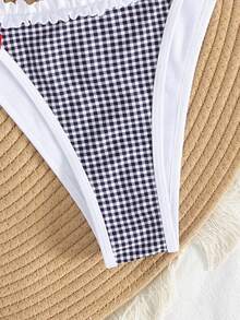 Wiosna/Lato Modne Czarno-Białe Kratki Tankini Bikini Zestawy