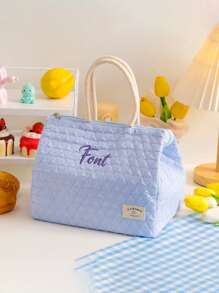 1pc Personalizable Thick Aluminum Foil Insulated Lunch Bag, Custom Embroidered Name Large Capacity Student Bento Bag, Portable Tote Cooler Bag Multi-Functional For Picnic Travel Outdoor, Suitable For Office Workers, Teachers, Families, Friends, Partners, Christmas, Mother's Day, Teacher's Day, Nurse's Day, Back To School, Birthday Gift
