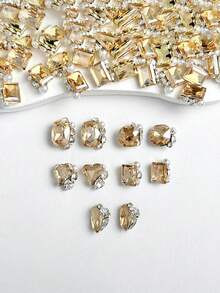 10/30Pcs White Rhinestone, Big Crooked Heart, Fat Square Axe, Crystal Rhinestone, Cannot Drop Bottom, High Brightness Pearl, Alien Rhinestone Material, Nail Rhinestone Jewelry Nails Nail Supplies Nails Nail Charms Nail Gems