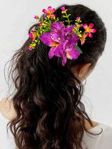 新款波西米亚风仿兰花发梳，沙滩度假新娘发饰，梳子，发梳，侧梳，发饰，学习用品，头部饰品 - 彩色 - 查看 7