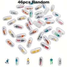 26pcs/46pcs/ 66pcs Random Transparent Capsule 3D Unique Cute And Interesting Character Statue Set Mini Character Statue Miniature Scene Character Model Perfect Prop For Micro Landscape, Unique Thanksgiving Christmas Gift