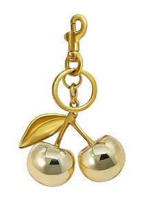 跨境时尚背包挂饰混合金属金色樱桃钥匙扣，樱桃汽车钥匙扣，包包挂件装饰母亲节学校汽车配件可爱哥特Y2k万圣节配件教师节圣诞节礼物创意包包挂绳带身份证夹汽车配件包包挂饰 - 金色 - 查看 2