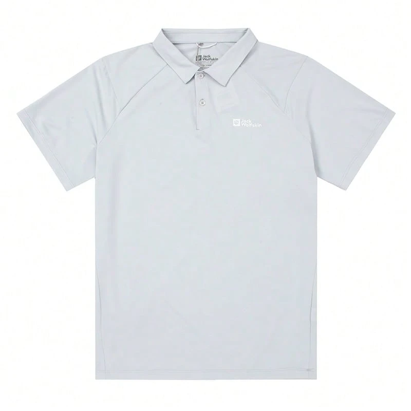 Jack Wolfskin ASIA PRELIGHT FLOW POLO 衫，男士休闲宽松透气翻领短袖 Polo 衫，款式 A63732-6709 - 冷灰色 - 查看 1