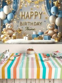 1 Pc Customizable Name Birthday Party Banner, Polyester Cute Bear Blue Curtains Gift Pattern Photography Background, Personalized Name Birthday Banner For Home Wall Cake Tabletop Decorating Supplies, 3 Sizes Available,Multi-Functional,Ornamental,Letter,Stylish,Modern,Colorful,Cute,Adorable,Casual,Custom,Personalised,Unique,Customized,Ideal Gifts For Him,Ideal Gifts For Her