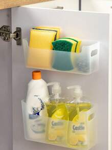 1pc Kitchen Cabinet Door Inner Storage Box, Wall Mounted Non Perforated Cabinet, Cling Film Hanger, Bathroom Storage Rack, Household Cabinet Storage Box Cleaning Tool Storage Box, Storage Rack, And Storage Basket. Cabinet Storage .