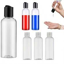5Pcs 3.4oz Clear Round Shoulder Bottle With Flip Butterfly Lid Travel Bottle Empty Cosmetic Sample Dispenser Container, Travel Bottle, Travelling Containers Small Leak Proof Squeeze Bottles With Black Flip Cap For Toiletries, Shampoo, Lotions, Conditioners, Travel Size Cosmetics, Home Travel, Back To School