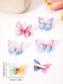 15pcs Girls Random Color Butterfly Wing Hair Clips, 3D Lively Barrettes Teen Hair Accessories Fashion Party & Daily Wearing Hair Clips - Multicolor - View 7