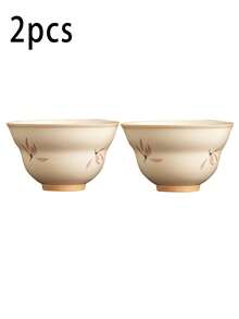 1pc/2pcs/4pcs 米色釉兰花与繁荣杯 陶瓷小茶杯 家用茶杯 单个陶瓷功夫茶具大师茶杯 下午茶冲泡杯 节日礼品杯 送给家人和朋友