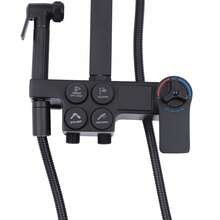 HaroldDol Duschsystem mit Thermostat, Regendusche mit Armatur, Duschset, Mischbatterie Dusche, Intelligente Thermostat Duscharmatur Komplettset Schwarz Regendusche Duschset Wandmontage - Schwarz - Übersicht 10